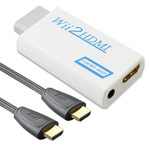 Adaptador Wii para HDMI com cabo HDMI, compatível com Nintendo Wii - Converter HD Video Audio Saída suporta todos os