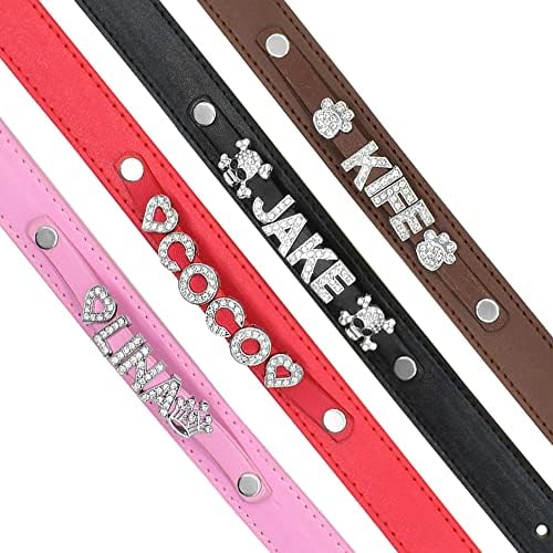 Colares de cães de couro PU personalizados com nome, colar de cachorro de strass personalizado para cães médios e grandes, colarinho de cachorro para um presente de estimação