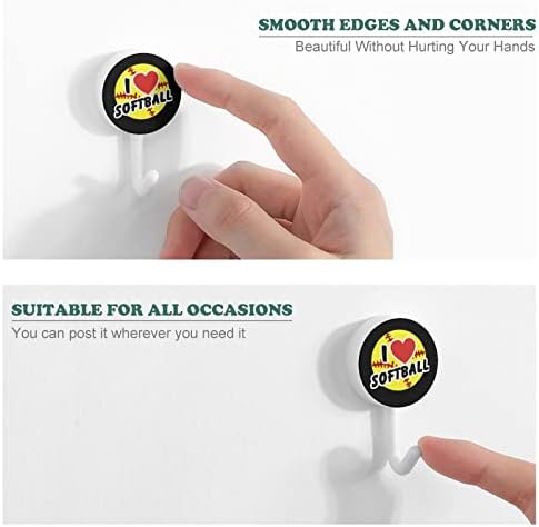 Live Love Softball Redonda ganchos de plástico reutilizáveis ​​ganchos de parede pendurados para banheiro da cozinha 10 pacotes