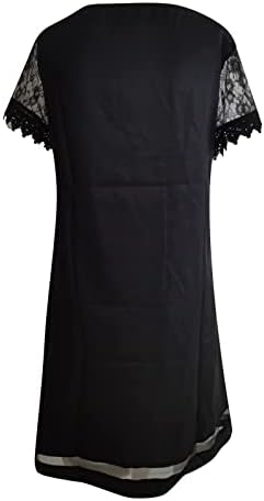 Trebin Ladies Posicionamento casual Princip Vestido de manga de renda de decote em V Casual