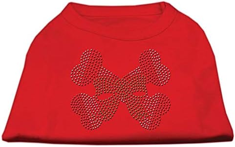Mirage Pet Products 12 polegadas Candy Cane Crossbones Camisa impressa de shinestone para animais de estimação, médio, vermelho