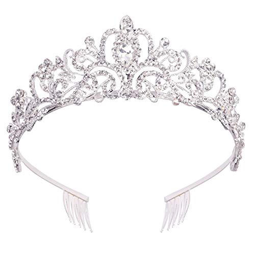 Didder Silver Crystal Tiara Crowns for Women Girls Princesa Elegante Coroa com Combs Tiaras For Women Women Bridal Wedding