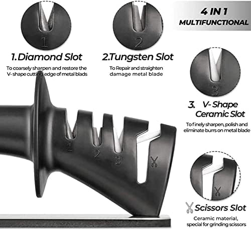 MXJCC Profissional Knife Sharpner com abrasivos de diamante de 100 % e guias de ângulo de precisão para borda reta e
