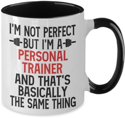 Presente para personal trainer | Funny Personal Trainer Two Tone 11 oz caneca | Caneca de café personal trainer | Presente