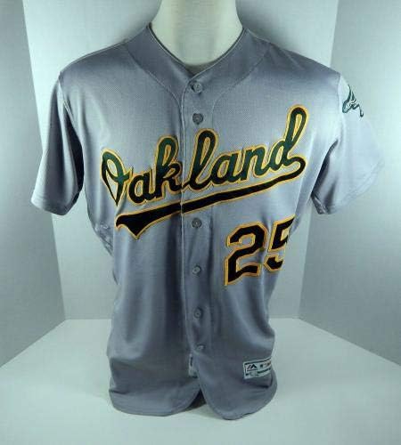 2019 Oakland Athletics Stephen Piscotty 25 Game usou Grey Jersey 150 PS P 4 HR - Jogo usou camisas MLB