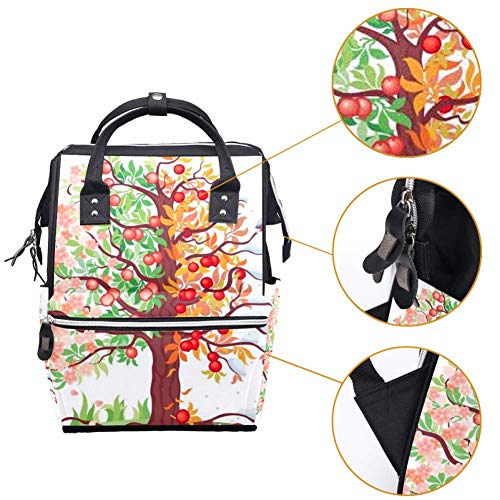 Four Seasons Apple Tree Freia Tote Bags Mummy Backpack Back de grande capacidade Bolsa de enfermagem Bolsa de viagem para