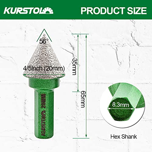 Kurstol Diamond Cone Tile Bit - Diamond Countersink Drill Bit 4/5 em X Furro elétrico de haste hexa