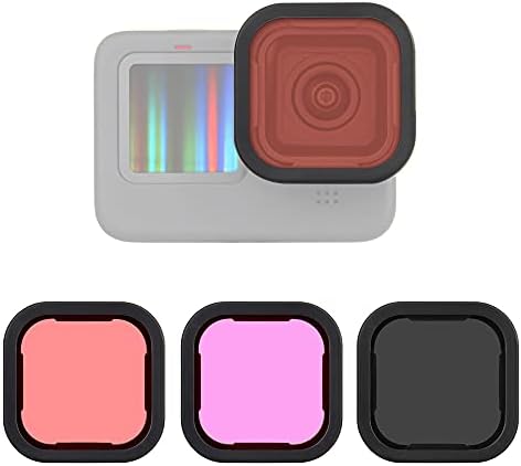 Soonsun Filtro de lente de 3 pacote ND16 / Filtro vermelho / magenta para o herói GoPro 11 10 9 preto, densidade