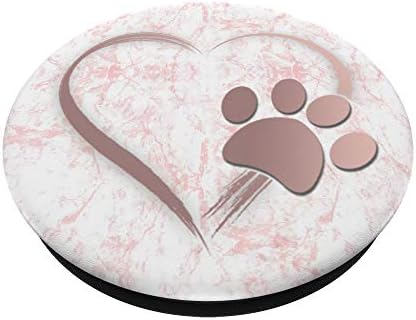 Rose Pink Patw Print Heart On White Grey Pink Hand Popsockets PopGrip: Swappable Grip para telefones e tablets