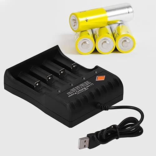 Carregador de bateria, dc4.2v 4 slot recarregável Bay Bay com cabo USB, carregador de bateria universal, carga rápida para baterias recarregáveis ​​ajustadas para 3,7V li -on