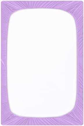 Moudou Purple Solid Color Playard Sheet para meninos meninas, folha de criança respirável e respirável para colchão de cama de playard padrão, 39 x 27 x 5 polegadas