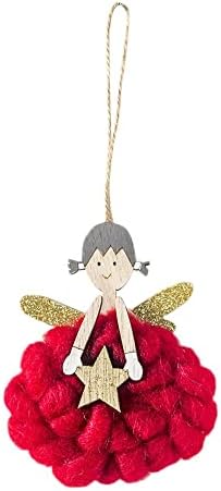 Mnjin Crystal Decorations for Party Christmas Decoration Wool Wooden Painted Christmas Angel Pinging