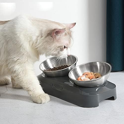 Tigela de alimentador lento cpsun fácil de limpar aço inoxidável tigela de gato alimentos para cães e tigelas de água com cães de metal gatos duplos