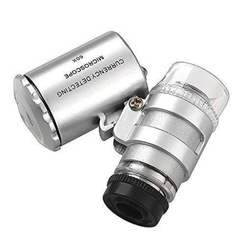 Mini 60x Microscópio Microscópio Jóia UV Detector de moeda de joalheria com LED Microscópio Digital Microscópio Mantergador