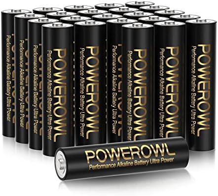 Baterias LR41 de alta capacidade PowerOwl e baterias alcalinas AA 24 contagem