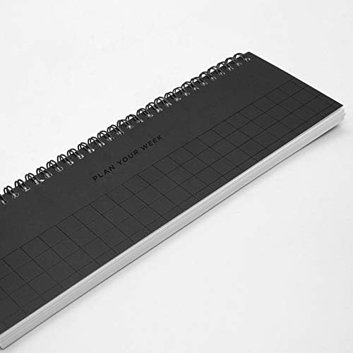 Planejador de calendário semanal com capa mole, sem data da mesa semanal diário planejador de calendário, scheduler memorando pad, notebook de compromisso, inclui 78 páginas - Midnight Black