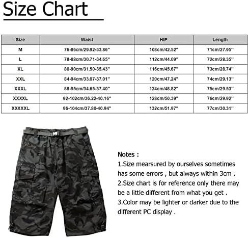 Shorts de carga de camuflagem para homens, shorts de carga masculina shorts causais de camuflagem