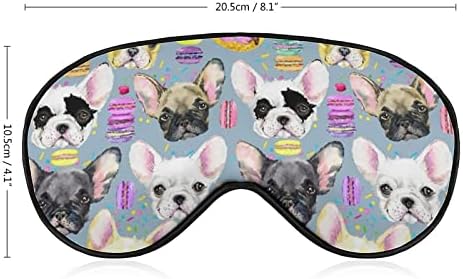Aquarela French Bulldog Puppy Sleep Mask Soft Eye Máscara Tampa de sombra eficaz de venda com cinta ajustável elástica