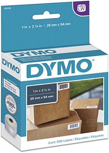 Pacote de impressoras de etiqueta de etiqueta DYMO Rótulo 550, fabricante de etiquetas com impressão térmica direta e etiquetas multiuso LW para impressoras de etiquetas de gravadoras, branco, 1 '' x 2-1/8 '', 1 rolo de 500