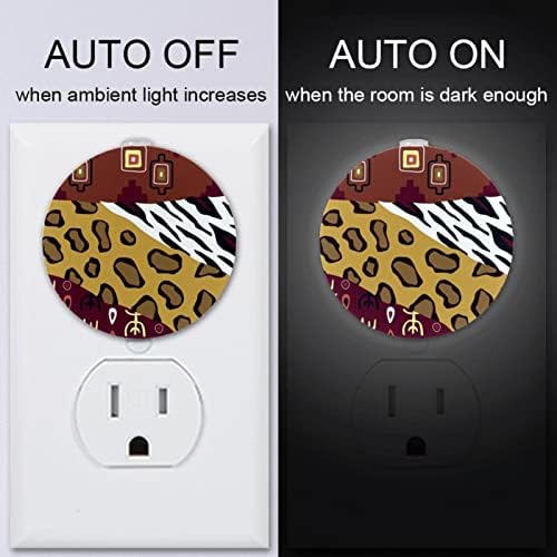2 Pacote de plug-in Nightlight LED Night Light Tribe Animal Skin com Dusk-to-Dawn para o quarto de crianças, viveiro,