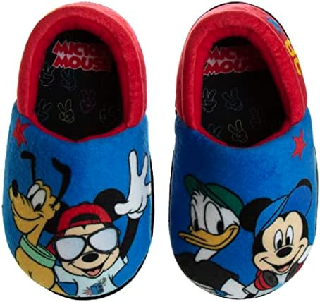 Disney Mickey Mouse Slippers-Slippers difusos de luxuosos: chinelos não esquiadores para meninos