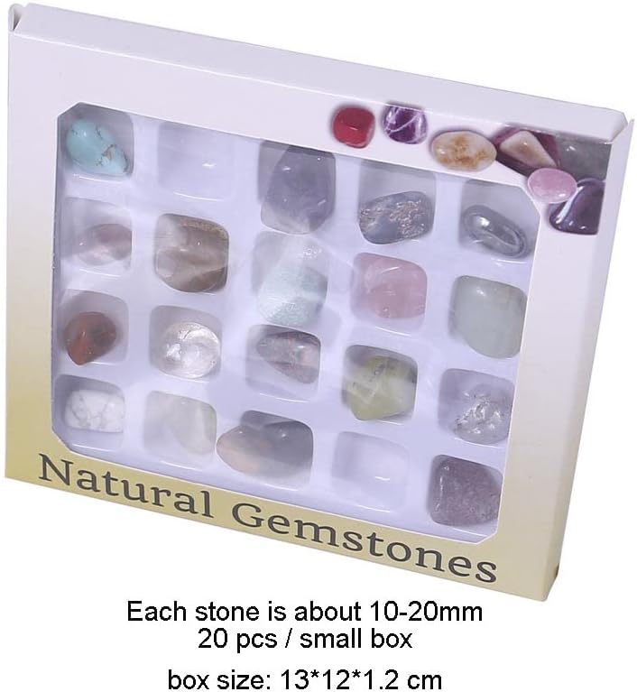 20pcs chakra pedra misturada kit de pedra de cristal de cura colorida misto de pedras de cura cruas para ioga, meditação,