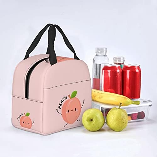 Lanch saco de frutas fofas lanche com isolamento de pêssego de volta à escola bolsas reutilizáveis ​​refeição