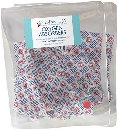 Packfreshusa: 100 pacote - 200cc de absorvedor de oxigênio - grau alimentar - não -tóxico - preservação de alimentos - guia de armazenamento de alimentos a longo prazo incluído