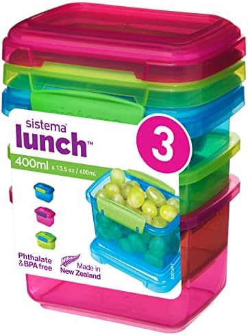 Recipientes de armazenamento de alimentos Sistema de 3 peças com tampas para almoço, preparação para refeições e sobras, lava-louças