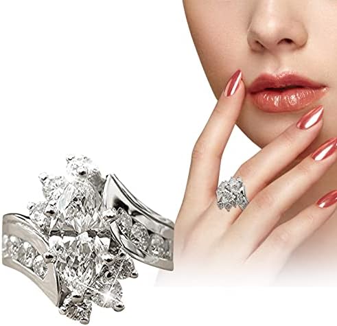 2023 Novas mulheres lindas diamantes irregulares espumante Ringsilver anéis de zircônia jóias de noivado de casamento 6 10 anéis para irmãs