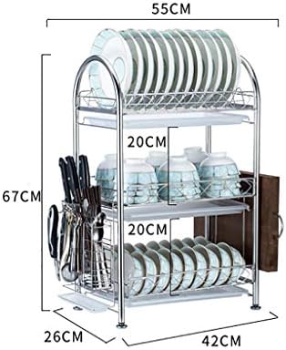 Neochy Aço inoxidável Rack de prato de prato de cozinha de cozinha de armazenamento rack/42x26x67cm