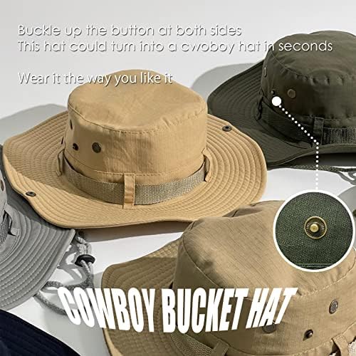 Chapéu de pesca de Driono - 2 maneiras de usar chapéu de cowboy ampla proteção solar proteção ao ar livre