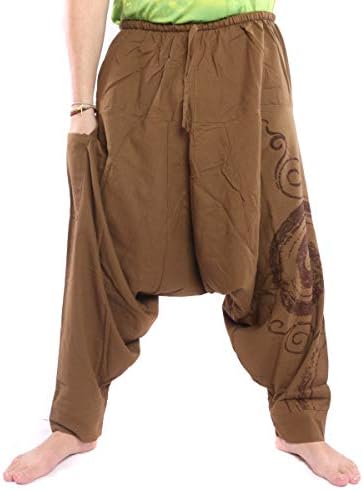 calça de harém de jing shop - algodão com estampa de redemoinho unissex para homens e mulheres