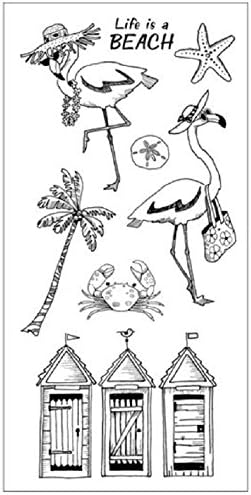 Inkadinkado Flamingo divertido, sem montagem, conjunto de carimbos de borracha para fabricação e scrapbooking de cartões,