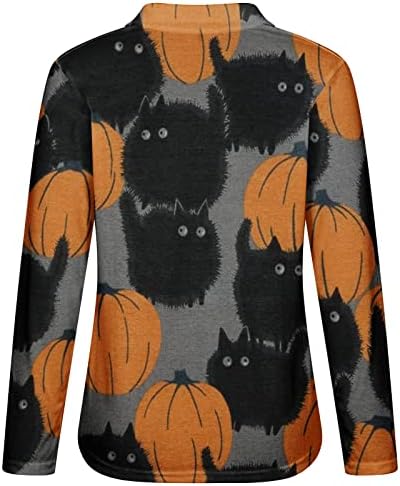 Camisa da blusa para fêmeas roupas de outono feminino Moda de manga longa de algodão Zip Festival Halloween Top HB HB