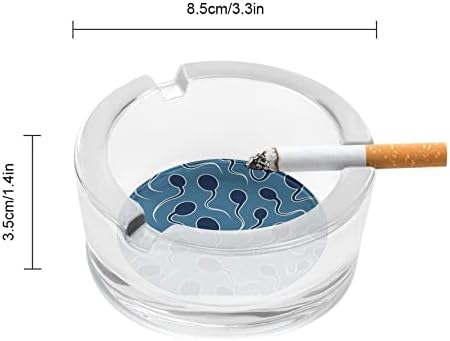 Espermatozóides azuis escuros lindamente estampados grossos cinzeiros de vidro de vidro clássico redondo cigarro de cigarro decoração