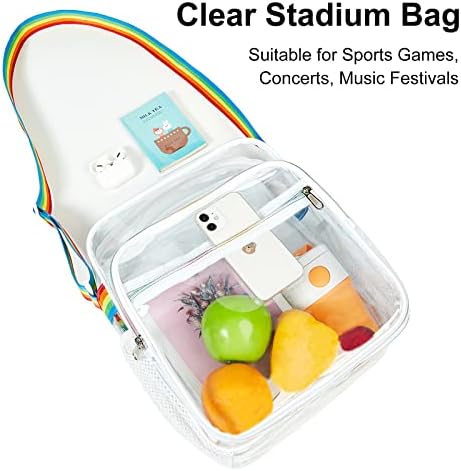 Clear Bag Stadium Aprovado pela Bolsa de ombro Messenger Clear Crossbody com alça ajustável para concertos, eventos esportivos