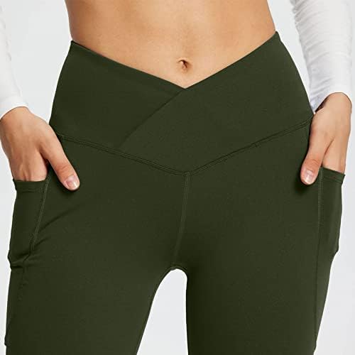 Napoo Yoga Pants for Women Women Solid High Wistide Leggings com bolsos Controle elástico Joggers calças de ginástica de cor