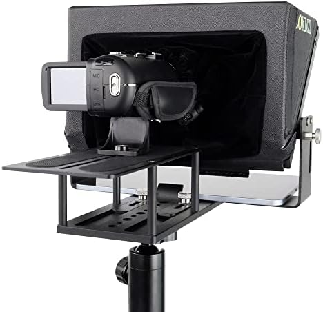 Iloknzi portátil 12,4 Teleprompters, corpo de alumínio, adequado para câmera DSLR/câmera de câmera/câmera profissional/câmerta, divisor óptico 70/30 Glass, com uma bolsa de embalagem/2 suportes L Supports