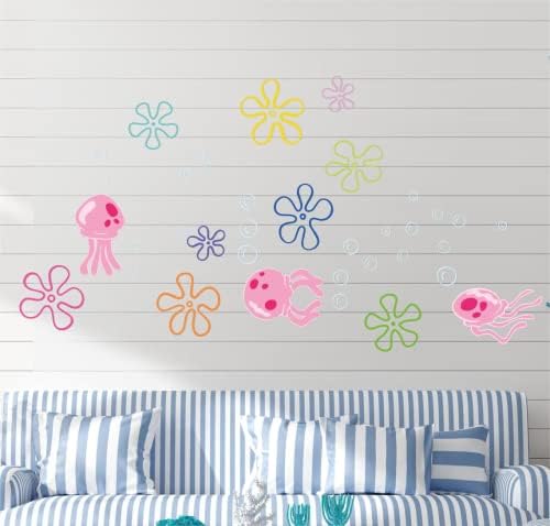 Adesivos de parede de bolhas de água -viva sob os decalques da parede do oceano do mar de casca removível e decoração