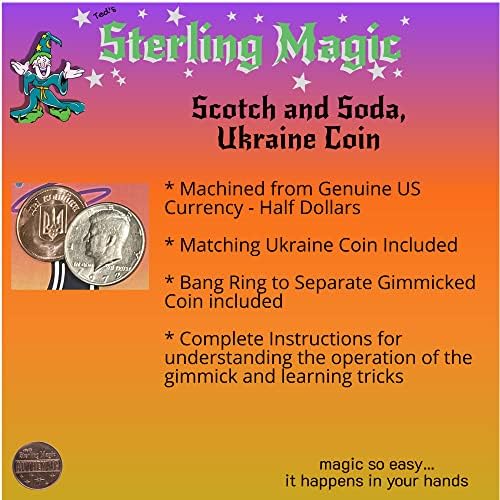 Ted Sterling Magic Scotch e Soda Ucrânia Coin Genuine US Half Dollar Coin Truque