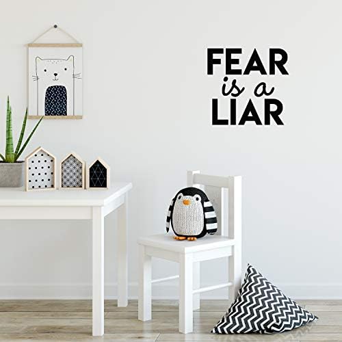 Decalque de arte da parede de vinil - Fear é um mentiroso - 17 x 18 - Adesivo de citação positiva inspirada na moda para casa sala de estar sala de jogos de cafeteria
