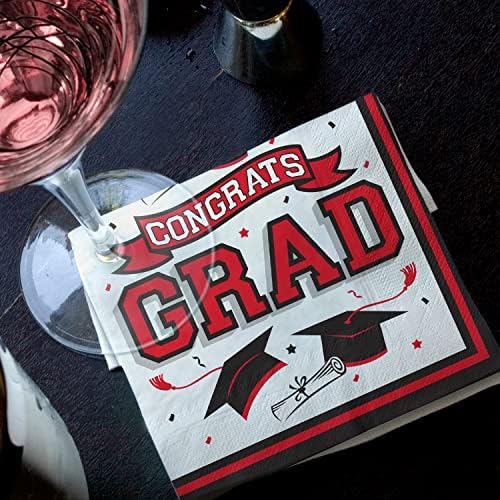 Graduation Party Supplies Disponível Cocktail Nudabins para decorações de festa de graduação 2023, 80 pacote （vermelho e preto）