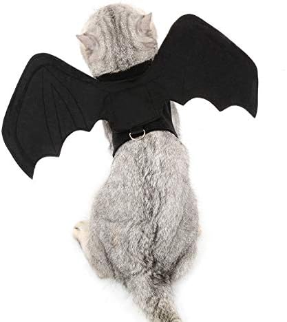 Smalllee_lucky_store Pet Bat Wings Fantasmas para gatos cães pequenos com fofos sinos de abóbora Halloween Cosplay Função Funny Puppy