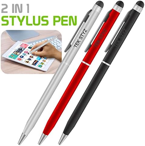 Pen de caneta Pro Stylus para jeans Samsung com tinta, alta precisão, forma mais sensível e compacta para telas de toque [3 Pack-Black-Red-Silver]