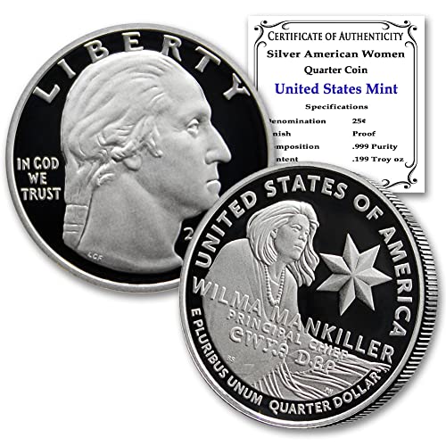 2022 S Limited Edition American Women Series: Silver Proof Wilma Mankiller Quarter Coin com Certificado de Autenticidade 25 ¢ Prova