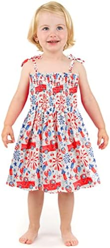 TKRIA 4 de julho para criança vestido roupas de vestido de verão roupas de verão vestidos de bandeira americana