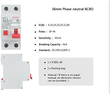 Uncaso 30mA 230V 50/60 Hz Breaker de corrente residual com proteção sobre corrente e vazamento