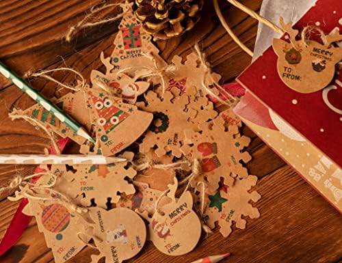 252 PCS Nome do presente de Natal Tags penduram etiquetas para os adesivos Kraft Paper Tag Christmas Tree Snowflake