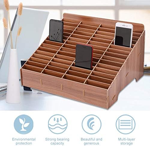 Produtos domésticos Multi-células de madeira para celular Mobile Stand Desktop Rack, 60 grades, tamanho: 41.7x34.5x23cm.